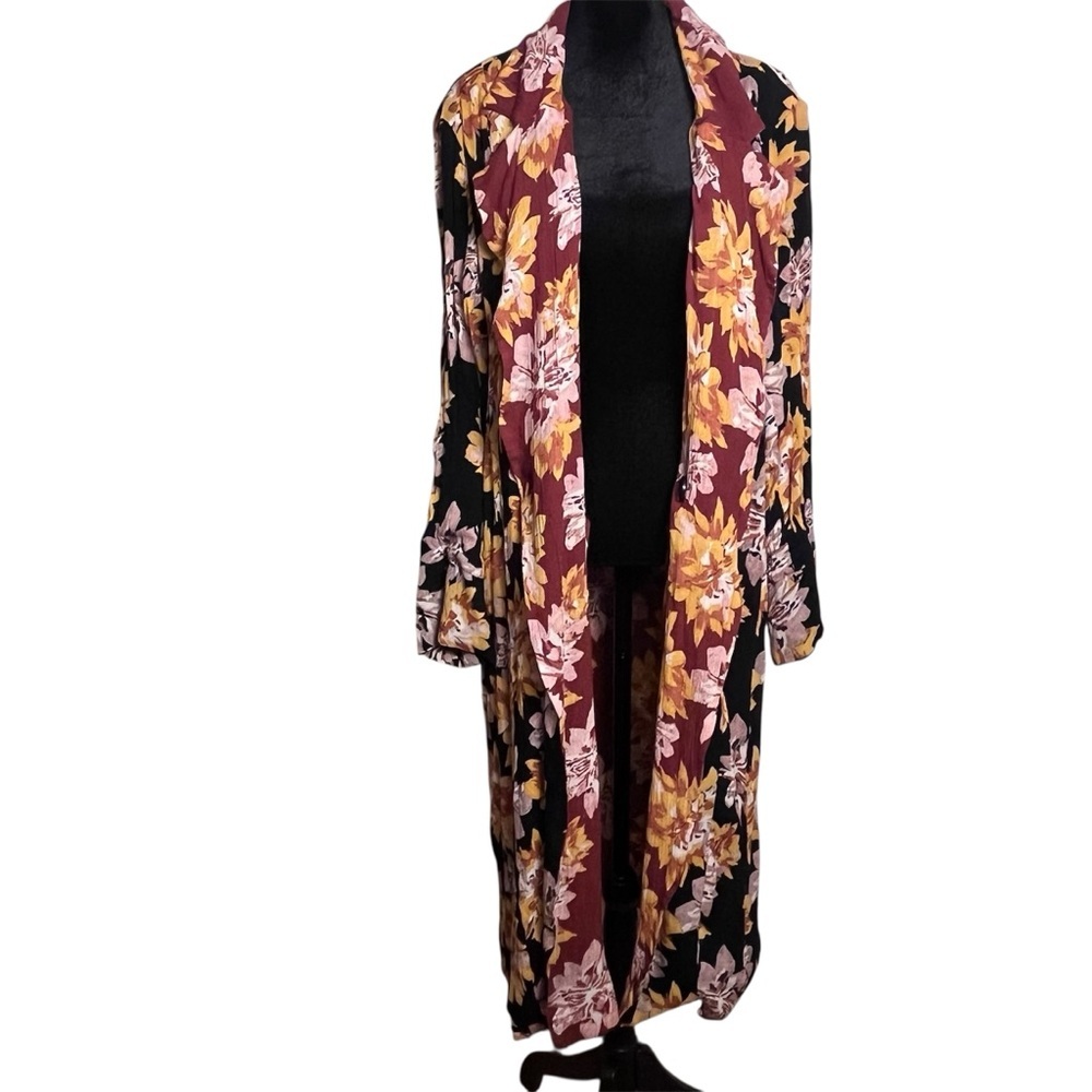 Free People We The Free Niya Floral Print Duster Jacket – Cranberry Combo (M) - Picture 6 of 12